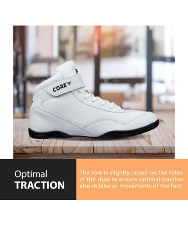 Buy Core Wrestling Shoes for Men Women & Kids - Non-Slip Heavy Duty Martial Arts Training Footwear - Ideal for Wrestling Crossfit & Weightlifting - 47 EU White - Buy Online on SooperMarket.com