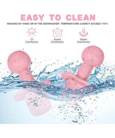 Vicloon Baby Fork and Spoon Set - Silicone Self Feeding Utensil for Infant, Easy Grip Toddler Cutlery Kit - Baby Weaning Spoon for Children - First Led Training - Light Blue-Pink (4pcs) - Buy Online on SooperMarket.com