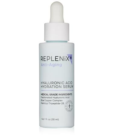 Replenix Pure Hydration Hyaluronic Acid Serum - Medical Grade Anti-Aging Treatment  Reduces Appearance of Wrinkles  Uneven Skin Tone  Firming  1 oz. 1.01 Fl Oz (Pack of 1)