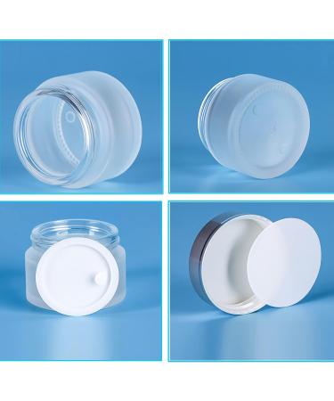 Zeoabsy 12 Pack 10ml Empty Matte Transparent Glass Cream Cans with Silver Lids - Ideal for Gels Creams & Ointments + 12 Spatulas | International Shipping Available - Buy Online on SooperMarket.com