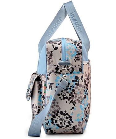 Insular Waterproof Mummy Shoulder Diaper Bag - Blue Dandelion | Large, Lightweight, Multifunctional with Changing Mat | Adjustable Straps | Animal Fun Design - Buy Online on SooperMarket.com