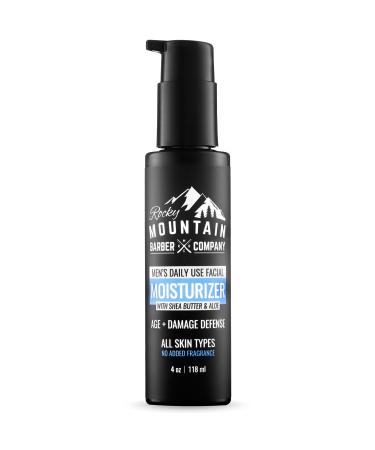 Rocky Mountain Barber Company Men's Face Moisturizer - With Shea Butter  Jojoba Oil  Argan Oil & Vegetable-Derived Glycerin - Fragrance-Free Formula For All Skin Types