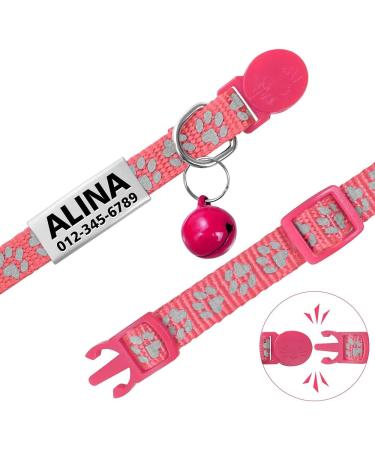 Tagme Cat Collar - 2 Pack Pink Adjustable Neck Band with Name & Phone Number Safety Clasp & Bell Standard Size 18-31 cm - Buy Online on SooperMarket.com