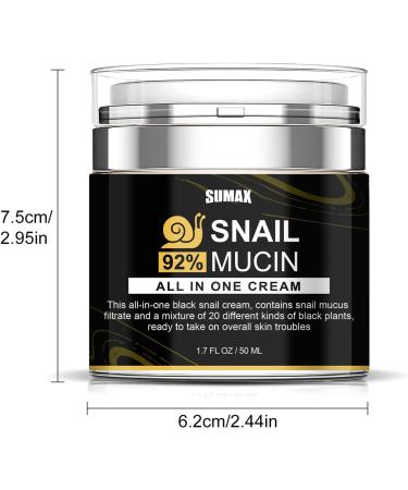 Pressed Snail All in One Cream 92 Snail Mucin Moisturiser Smooths Fine Lines Relieves Redness Long-Lasting Hydration Snail Repair Cream for All Skin Types 50ml - Buy Online on SooperMarket.com