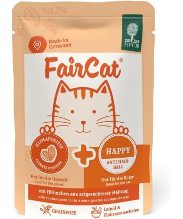 Buy Green Petfood Faircat Happy - Grain-Free Cat Food (8 x 85g) | Animal Welfare Chicken Anti-Hair Bales Premium Wet Cat Food - Buy Online on SooperMarket.com