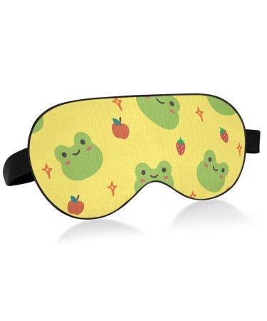 Haskirky Light Blocking Eye Mask Breathable and Adjustable Adult Men and Women Travel on Business Trips Yoga Meditation Light Smooth Comfortable Eye Mask Office Deep Sleep Goodies Cute Frog and Fru