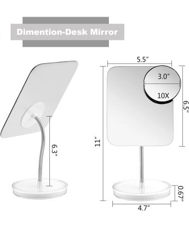 JASEFA 10x Magnification Makeup Mirror with Flexible Gooseneck Stand - White, 360 Rotation, Tabletop Cosmetic Mirror for Shower, Shaving, and Travel - Medium Size - Buy Online on SooperMarket.com