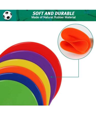 TuXHui 9 Inch Spot Markers Rubber Floor Dots - 24Pcs/30Pcs | Non Slip Agility Dots for Kids Sports & Gym Training | Includes Flat Field Cones Circles | Ideal for Soccer, Basketball, Preschool & Kindergarten Classroom - 6 Colors Available - Buy Online on SooperMarket.com