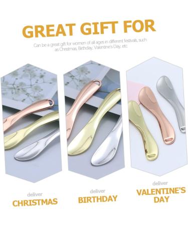 BELLIFFY 5pcs Cosmetic Beauty Spoon Face Cream Applicator Makeup Spatulas Small Eye Cream Zinc Alloy Golden 6.5X1.3X0.3CM Golden - Buy Online on SooperMarket.com