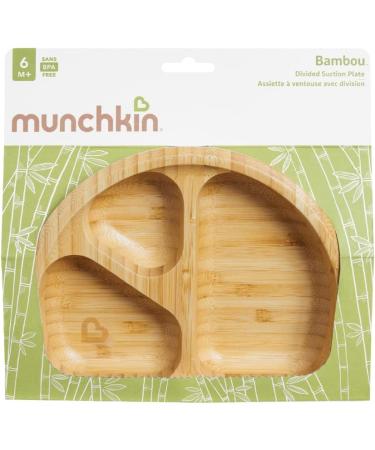 Munchkin Bambou Divided Plate - Stay Put Suction Plate for Babies & Toddlers | BPA Free Bamboo Plate for Baby Weaning | Kids' Mealtime Essential - Buy Online on SooperMarket.com
