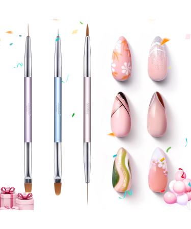 Beetles 3 pieces nail brush Professional double head 2 in 1 nail Art liner brush Gellack Design Pen Painting Tools Liner Brush Blossom Black Malpinsel Oval brush manicure for girls 2-in-1 nail art brushes 3PCs