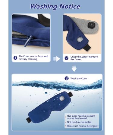 Heated Silk Eye Mask | Cordless USB Heating Pad for Dry Eyes | Rechargeable | Relief for Stye, Blepharitis, Chalazion, Eye Fatigue | Warm Eye Compress for Men and Women (Navy) - Buy Online on SooperMarket.com