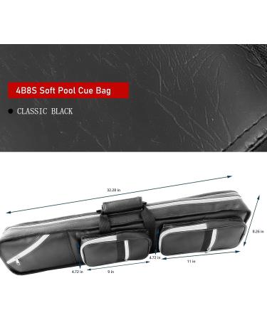 ICZW 4x8 Pool Cue Case - Leatherette Soft Cue Bag for 4 Butt 8 Shaft Billiard Sticks (Black) - Buy Online on SooperMarket.com