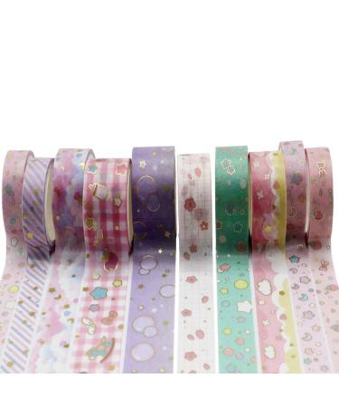 VEYLIN 10Rolls Gold Foil Washi Tape  Pastel Decorative Masking Tape for Gift Wrappings Pink Gold - Buy Online on SooperMarket.com