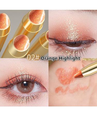 Go Ho Orange Highlighter Eyeshadow Stick - Cream-to-Powder Pen for Bright Eyes | Shimmer Orange Hue | Easy Application with Sponge | 01 Shimmer Orange & 02 Highlighter - Buy Online on SooperMarket.com
