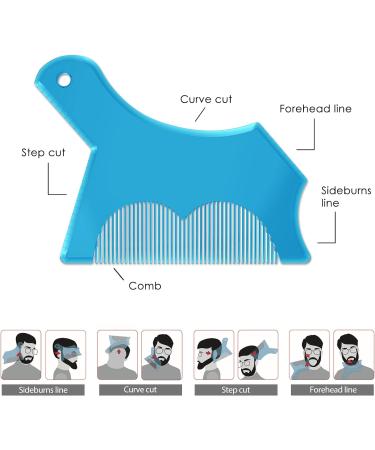 Beard Shaping Tool with Comb - Men's Beard Guide Shaper and Trimmer Template in Clear Blue - Symmetric Curve Outliner Stencil for Jaw, Cheek, and Neck Lineup - Buy Online on SooperMarket.com