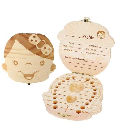 pengxiaomei Baby Teeth Save Box Baby Teeth Box Save Organizer Milk Teeth Box Wooden Tooth Keepsake Box for Baby Kids Milk Teeth Memory Storage Boxes Organizer for Girls