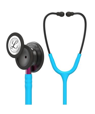 3M Littmann Classic III Monitoring Stethoscope Smoke Chestpiece Turquoise Tube Pink Stem and Smoke Headset 27 inch 5872 Standard Chestpiece/Stem/Headset Turquoise Tube Single
