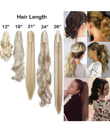 12 Curly Dark Brown Claw Clip Ponytail Synthetic Hair Extension - Long Pony Tail Hairpiece - Buy Online on SooperMarket.com