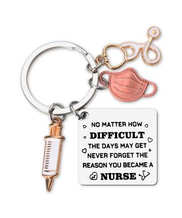 Guqqeuc Nurse Graduation Gifts Stethoscope Syringe Keychain for Doctor Nurse Appreciation Gifts for Women Nursing Grad Keyrings for Nurse Student Inspirational Gifts for Nurse Practitioner