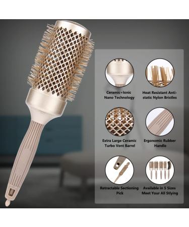 5PCS Round Brush Set with Boar Bristle Curved Vented Hair Brush - Nano Thermal Ceramic & Ionic Tech for Healthy, Shiny Hair - Buy Online on SooperMarket.com