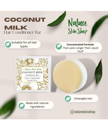 Coconut Milk Solid Bar Conditioner - Natural Sulfate Free Plastic Free Eco-Friendly Cruelty-Free & Vegan for All Hair Types - 4 oz - Buy Online on SooperMarket.com