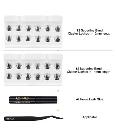 LASHVIEW DIY Eyelash Extension Kit | Natural Pre-cut Cluster Lashes with Glue and Tweezers | Synthetic, Reusable, Featherlight | MY DAY Mix 12/14mm - Buy Online on SooperMarket.com