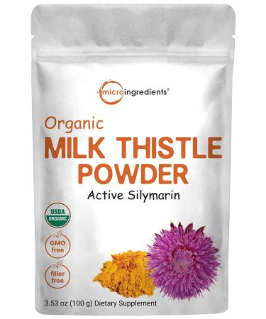 Organic Milk Thistle Extract  3.5 Ounces  Pure Milk Thistle Powder Organic  Milk Thistle Tea  Contains 80% Active Silymarin  Strongly Supports Liver Health and Antioxidant  Vegan Friendly 3.53 Ounce (Pack of 1)