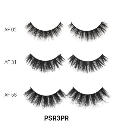 Laflare 3D Cashmere False Eyelashes 3 Pcs Multipack - Ultra Soft Wispy Glamour | Cruelty-Free & Reusable Fake Eyelashes - Eco Pack (PSR3PR) - Buy Online on SooperMarket.com