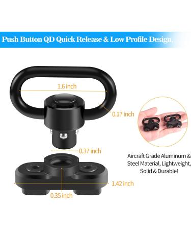 FANGOSS Two Point & Traditional Mlock Sling Rail Mounts with 1.25 Inch QD Push Button Swivel Loop - 2 Pack - Buy Online on SooperMarket.com