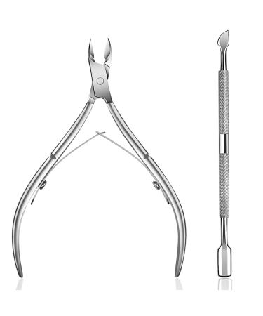 Ejiubas Cuticle Pusher Cuticle Nipper Stainless Steel Cuticle Trimmer Cuticle Remover Tool Set for Fingernails and Toenails Pedicure Manicure Tools Silver Christmas
