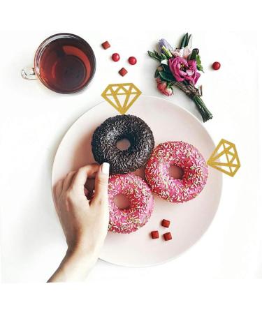 50 Pack Gold Glitter Diamond Ring Donut Topper Cupcake Picks for Bridal Broot Engagement Party Decorations Vacation Needs - Buy Online on SooperMarket.com
