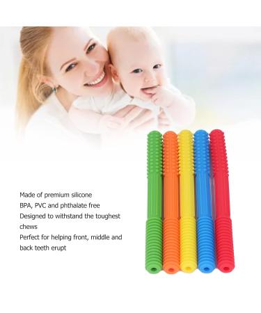 Baby Teething Tube Toys - 5 Pack Silicone Chewing Straws for Toddlers & Infants - Bite Resistant 5 Colors - Buy Online on SooperMarket.com