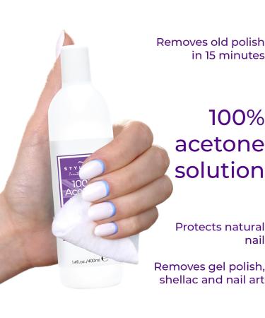 STYLFILE 100% Acetone at Home Gel Nail Varnish or Acrylic Remover 400ml Perfect for Soaking Off Gel Polish Quick & Easy Lifts Gel Polish in 15 Minutes - Buy Online on SooperMarket.com