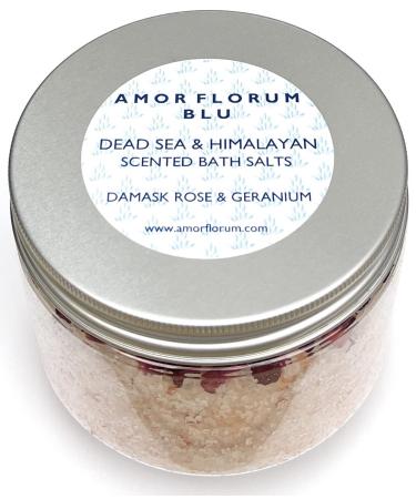 Amor Florum Blu - 100% natural bathing salt - Himalaya salt made of Punjab Pakistan Totes Sea salt rose geraniums.Detoxify calm relax soft.400g