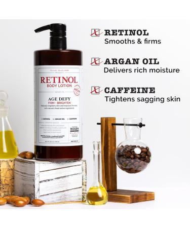 Rosen Apothecary Anti-Aging Retinol Body Lotion 960ml/32 fl oz - Caffeine Firms Skin, Boosts Collagen for Youthful Glow - Buy Online on SooperMarket.com