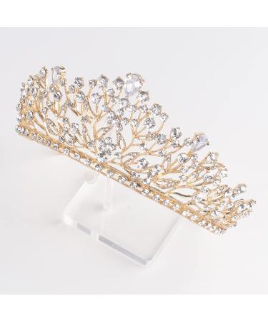 Didder Crystal Tiara - Gold Princess Crown for Women & Girls | Rhinestone Bridal Hair Accessories for Wedding, Prom & Parties - Buy Online on SooperMarket.com