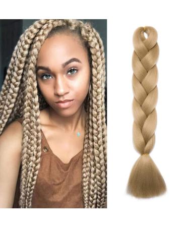Braiding Hair Extensions Jumbo Braid Hair 24 Inch 1pc High Temperature Synthetic Fiber Hair Extension Ash Blonde for Women