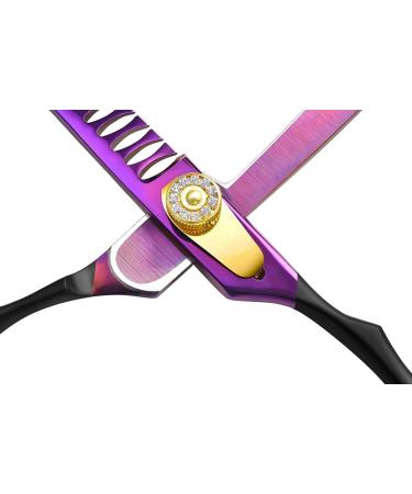 Professional Purple Dragon Pet Grooming Scissor Set - Japan 440C Stainless Steel Chunker Shear for Pet Groomers and DIY - 7.0/8.0 inch Hair Cutting Scissor + 6.75/8.0 inch Dog Shear - Buy Online on SooperMarket.com