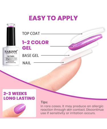 RARJSM Holographic Gel Nail Polish Set - Summer Glitter Colors Kit for Salon & Home Manicure - Rose Gold, Hot Pink, Red, Violet, Purple - 6PCS 7.5ML - Buy Online on SooperMarket.com