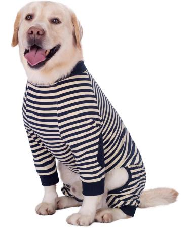Large Dog Clothes Dog Pajamas Jumpsuit Flexible Breathable Zipper Soft Cotton Striped Dog Jumpsuit Costume Apparel for Medium Dogs Large Dogs (7-Back length-55cm Black) 7--Back length--55cm Black - Buy Online on SooperMarket.com