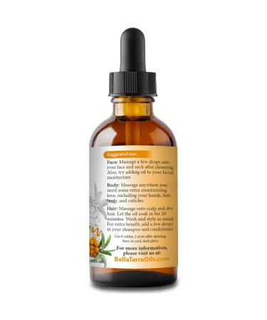 Bella Terra Oils Sea Buckthorn Oil 4oz - 100% Pure, Cold-Pressed, Unrefined, Organic - Rich in Vitamin C, Natural Moisturizer for Dry Skin & Hair - Buy Online on SooperMarket.com