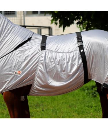 RL24 Eczema Ceiling for Horses - Silver Gray | Insect Protection Fine-Meshed Tissue Double Front Closure & Leg Cords | 115cm Outdoor Ceiling - Buy Online on SooperMarket.com