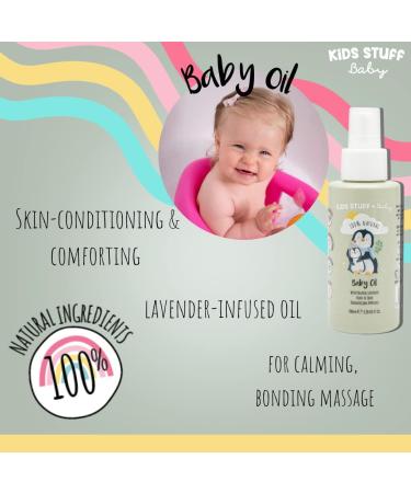 Kids Stuff Baby Oil 100ml - 100% Natural Organic Lavender Oil for Newborn Skin - Dermatologist & Pediatrician Approved - Vegan & Cruelty-Free - Buy Online on SooperMarket.com
