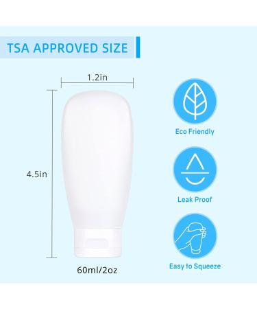 TSA Approved Travel Bottles Set 4 Pack - Leak Proof, Refillable, Portable Containers for Toiletries - Ideal for Airplane, Shampoo, Conditioner, Lotion - 60ml - Buy Online on SooperMarket.com