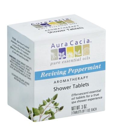 Aura Cacia Aromatherapy Shower Tablets Reviving Peppermint 3 ea (Pack of 8)