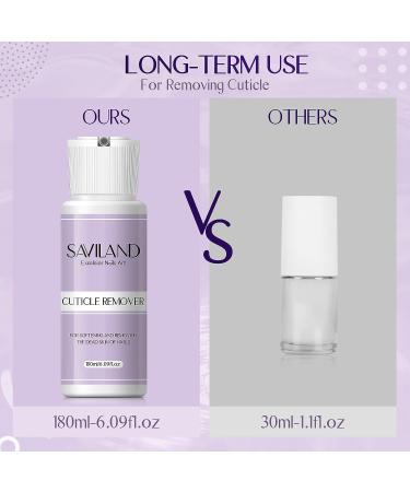 Saviland 180ML Cuticle Remover Kit - High Capacity 6.09 Oz Liquid with Pusher, Trimmer, Nipper - Nail Care Manicure Tool for Home and Salon Use - Buy Online on SooperMarket.com
