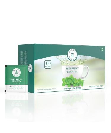 Spearmint Tea (100 Tea Bags) with Natural Spearmint Leaves| Caffeine Free Herbal Tea in Individually Wrapped Tea Bags (150 g)