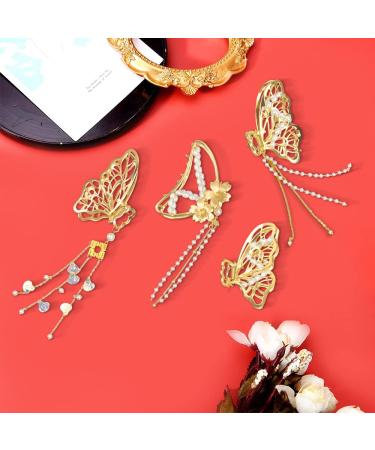 Shop Stylish Metal Hair Clips - 4-Pack Gold Butterfly Design | Fashionable & Slipproof Hair Jewelry - Buy Online on SooperMarket.com