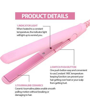 Small Curling Iron for Short Hair | 2 in 1 Mini Hair Straightener & Curler | Tourmaline Ceramic | Pink - Buy Online on SooperMarket.com